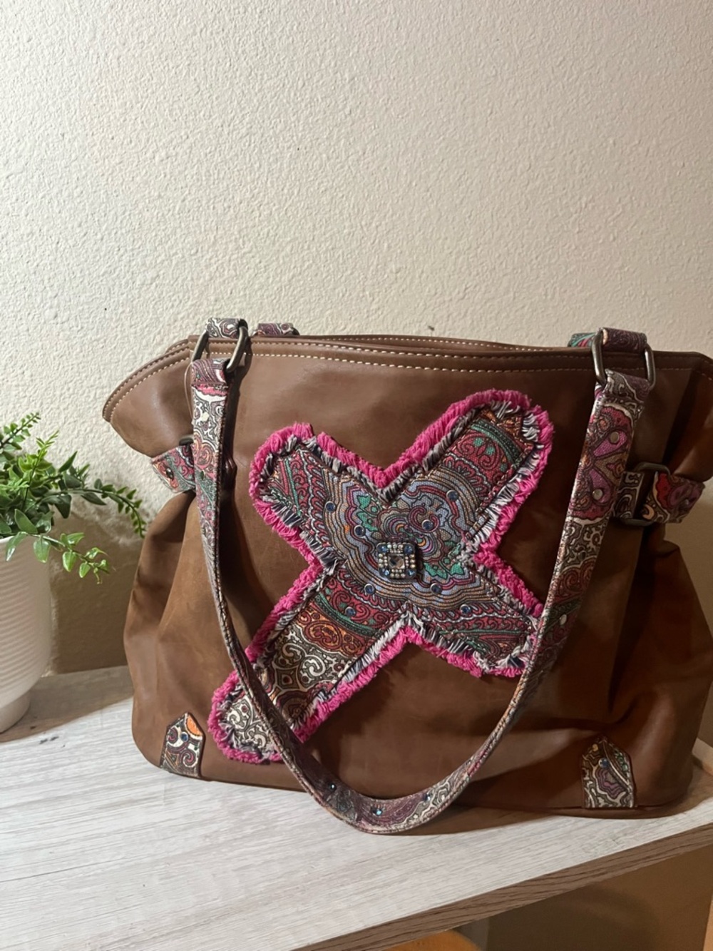 Vintage Way West Boho Handbag with Cross